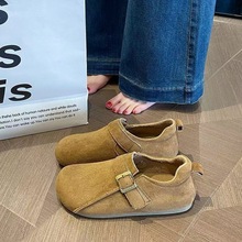 欧洲站百搭全包舒适勃肯鞋女2025秋季新款懒人一脚蹬豆豆鞋乐福鞋