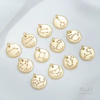 Циркон 14K в золотом цвете 12 12 созвездий кулон круглый браслет ожерелье подвеска ручной работы ювелирные украшения