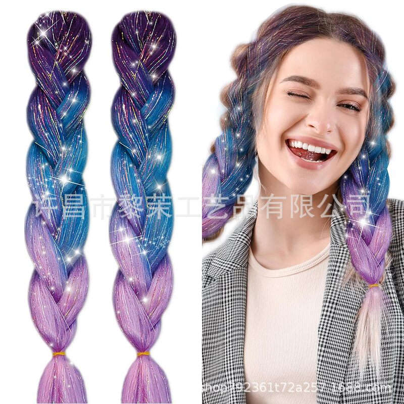 Golden Braids Colorfulful Laser Braids Jumbo Braid Hair High Temperature Silk Yak Silk Dirty Braids Chemical Fiber