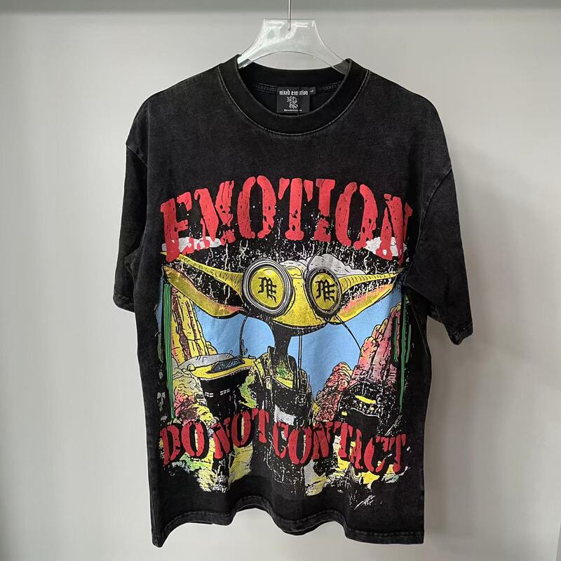 国境を越えた外国貿易MIXED EMOTIONアメリカのファッションブランドエンジェルハイストリートホットダイヤモンドバットスリーブルーズ半袖Tシャツ男性用|undefined