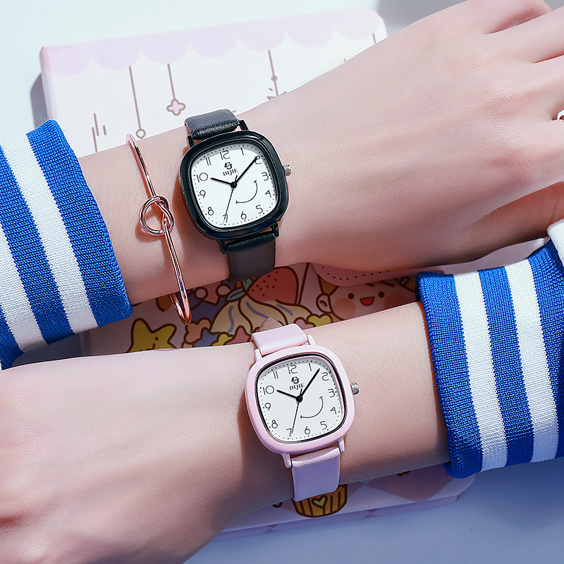 College Style Watches for Boys and Girls, Square Niche Design, Primary School Students, Junior High School Students and Girls Only Watch Silent Exam Watches