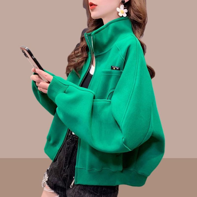 初秋立领棒球服外套女士新款韩版大码休闲感宽松时尚开衫卫衣|undefined