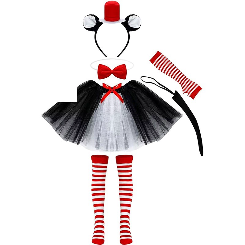 Кошачьи уши КОСПЛЕЙ нарядный костюм в красно-белую полоску на Хэллоуин детский фестиваль повязка на голову оптом Лолита