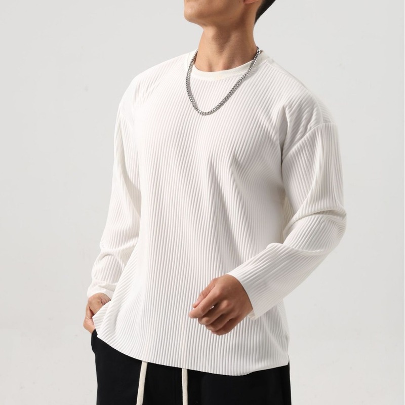 V-neck long sleeve loose plus size fitness sweater men's quick-drying super elastic striped quick-drying clothes