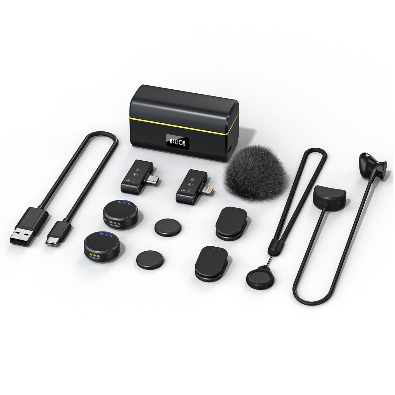 Magnetic Wireless Microphone with Button, Computer Music Microphone, Karaoke Live Streaming, Monitoring Ear-Return Headphones, Trendy Chinese Style