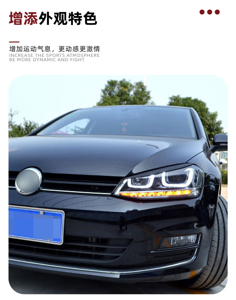 For Volkswagen Golf 7 MK7 2013-2019 Headlight Eyelid Trim Sticker