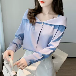2025年新款春夏季上衣女高端设计感小众洋气百搭宽松气质雪纺衬衫