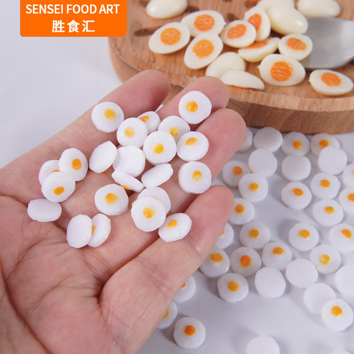 0.9cm Mini Poached Egg Ingredients Props Doll House DIY Food Toy Handmade Food Material Package Simulated Fried Eggs