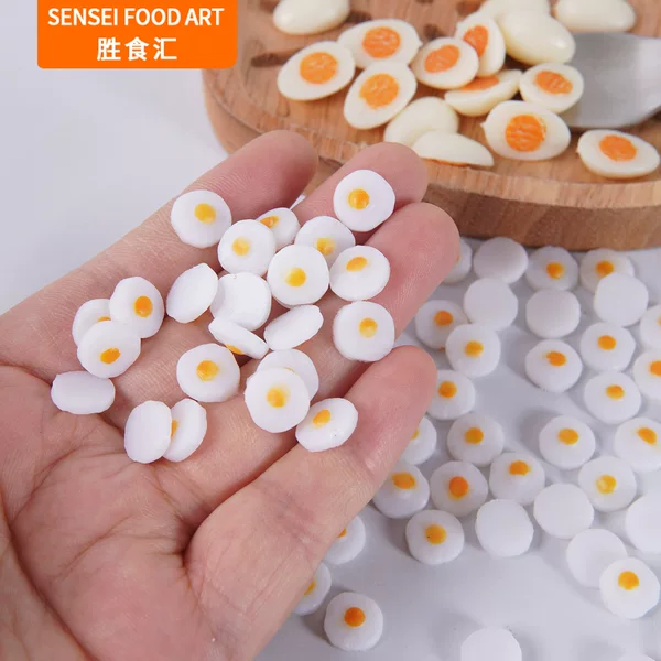 0.9cm Mini Poached Egg Ingredients Props Doll House DIY Food Toy Handmade Food Material Package Simulated Fried Eggs