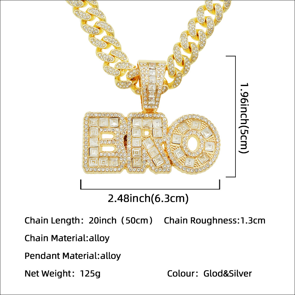 New Products Stitching Full Diamond Letter Alloy Necklace Wholesale display picture 3