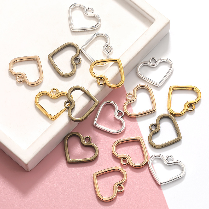 5 Colors 17*19mm Alloy Heart Pendant Pendant DIY Handmade Jewelry Accessories Factory Direct Sale