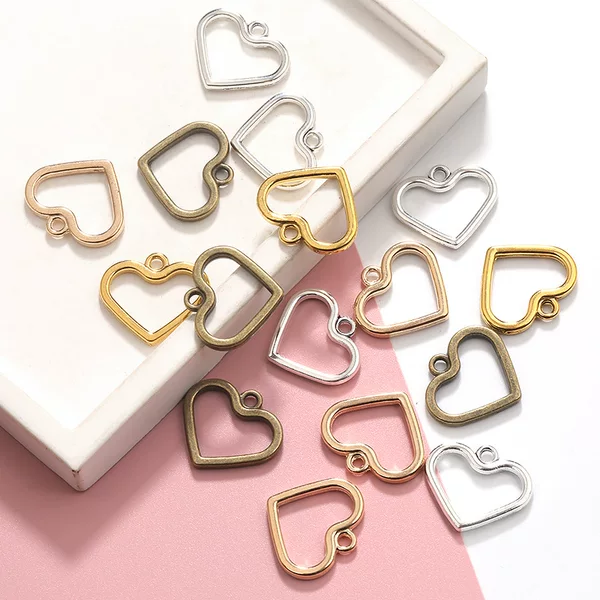 5 Colors 17*19mm Alloy Heart Pendant Pendant DIY Handmade Jewelry Accessories Factory Direct Sale