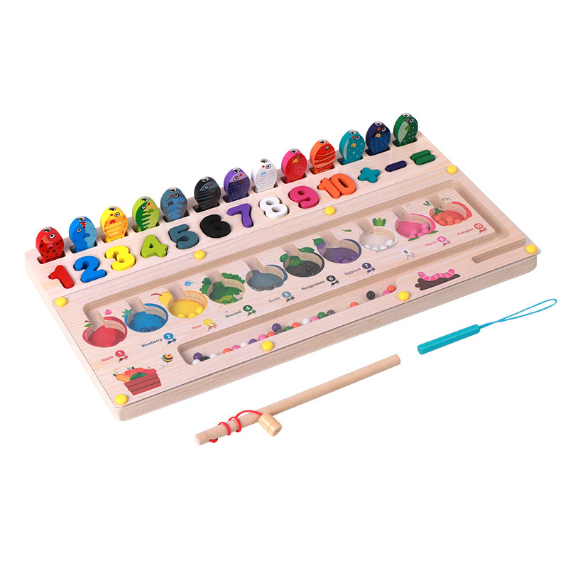 Tres en uno transfronterizo laberinto magnético paseo esferas 3 - 5 años de edad juegos de pesca para bebés logboard digital juguetes de puzzle