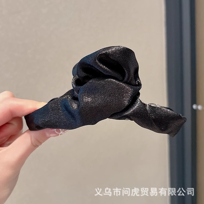 黑色缎面蝴蝶结抓夹女高级感2025新款后脑勺发夹气质头发夹子头饰|undefined