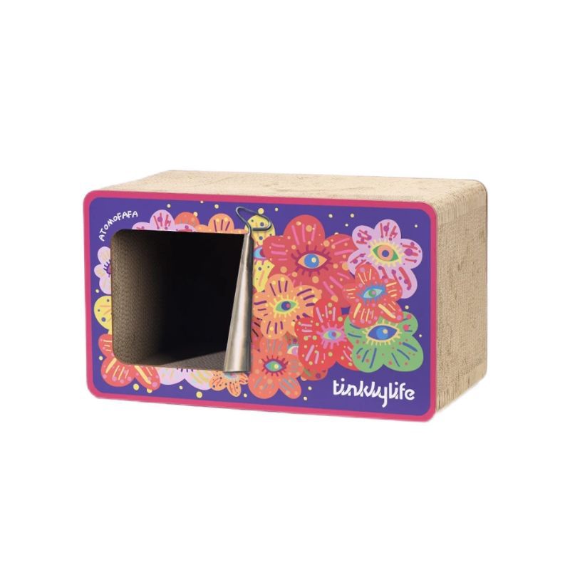 Tinklylife House Integrated Durable Scratch-Resistant Corrugated Paper Vertical Cat Scratching Board_voghion.com