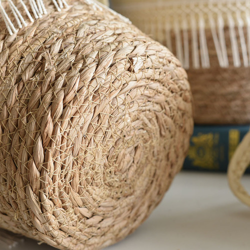 Qingqian grass flower pots, rattan woven flower arrangements, seaweed handmade round plant baskets, potted plant flower baskets