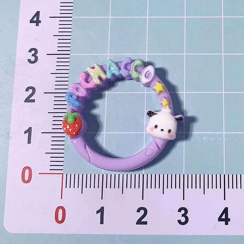 Nuevos dibujos animados Sanrio Pacha imitación anillo abierto DIY accesorios de resina adornamiento para el cabello crema caja de teléfono móvil llavero