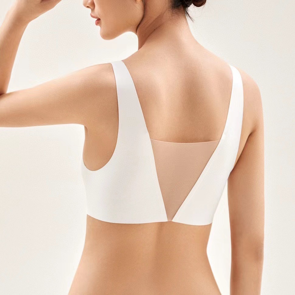 5555 popular tira de jalea soporte suave malla profunda V ligera ropa interior cómoda pecho grande que adelgaza el pecho pequeño empuja hacia arriba el sujetador