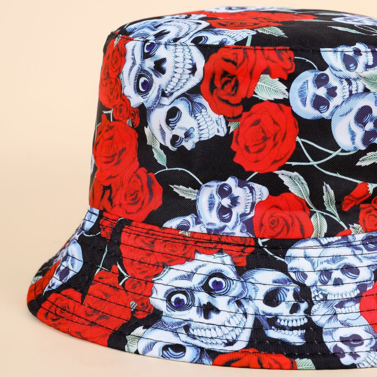 INS New Rose impreso sombrero de pescador para hombres y mujeres europeo y americano casual todo partido sombrero de sol sombrero de lavabo al aire libre