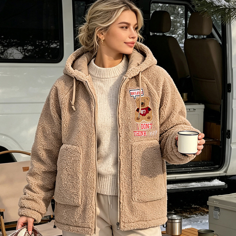 Winter Teddy Fleece Cotton Coat, Plush Thickened Padded Jacket, Warm Hooded Bear-Shaped Loose Oversized Fur Sweater Winter Teddy Fleece Cotton Coat, Plush Thickened Padded Jacket, Warm Hooded Bear-Shaped Loose Oversized Fur Sweater