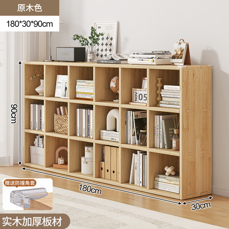 Estantería de madera maciza estante piso montado en la pared combinación celosía gabinete sala de estar de almacenamiento de pino estantería hogar corto