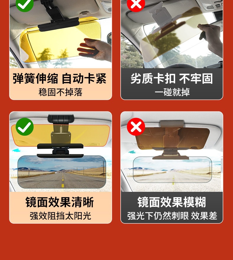 Suitable for car night vision anti-glare visor, anti-dazzle mirror, dual-use for day and night, driver's eye protector