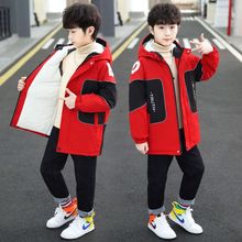 男童秋冬加绒外套加厚2025新款棉派克服中大童男孩冬季冲锋衣棉衣
