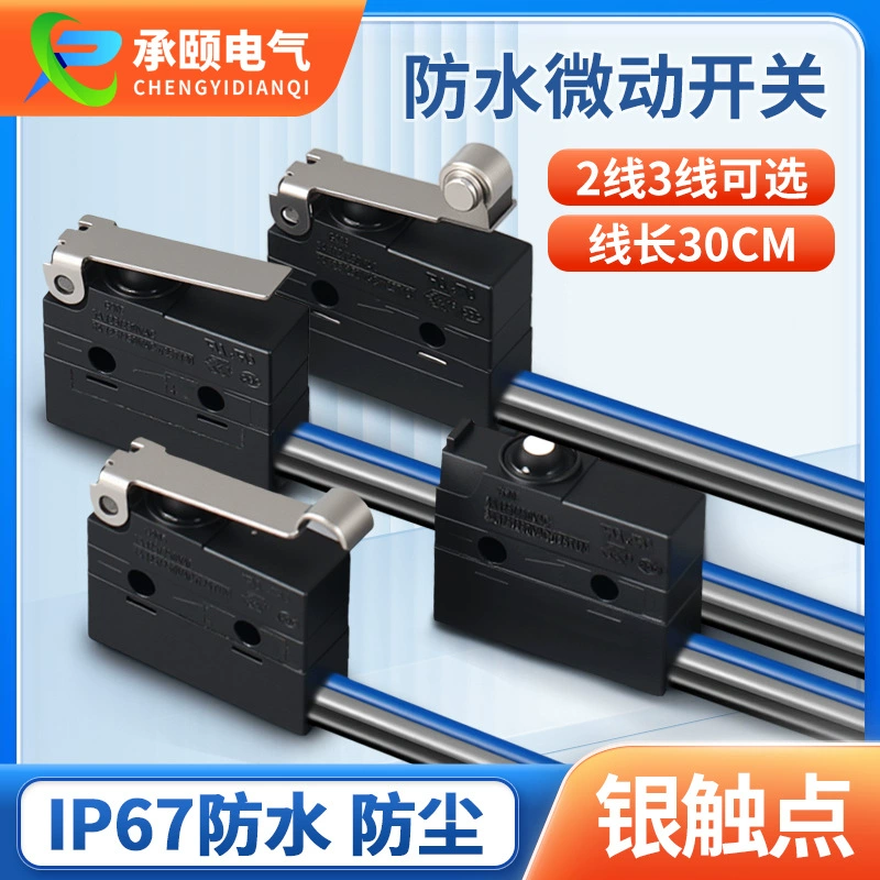 Водонепроницаемый микропереключатель, 2-проводной, 3-проводной, маслостойкий и пылезащитный, нормально закрытый, с небольшой изогнутой ручкой, концевой выключатель, серебряный контакт