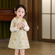 女童马甲秋冬新款儿童新中式国风2025背心女宝宝唐装夹棉加厚套装