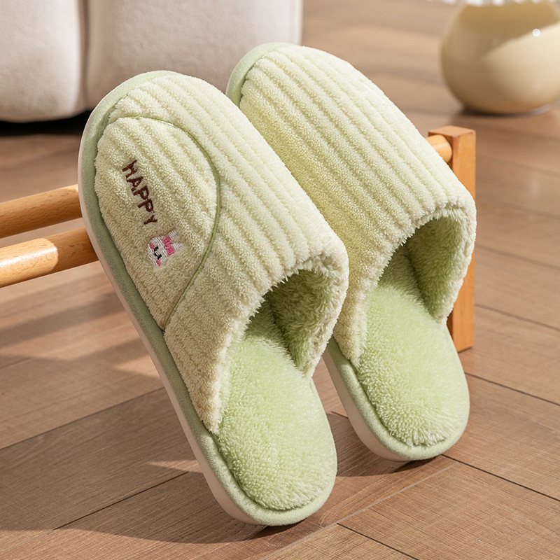 cotton slippers spring and autumn women‘s winter household indoor non-slip home warm couple winter velvet men