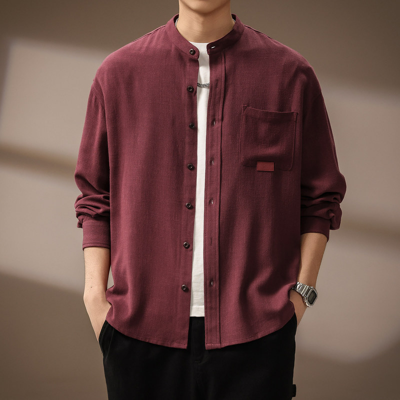 High-End Linen Chinese-Style Long-Sleeved Shirt for Men 2026 Spring and Autumn New Style Relaxed Loose Stand-Up Collar Retro Jacket for Men High-End Linen Chinese-Style Long-Sleeved Shirt for Men 2026 Spring and Autumn New Style Relaxed Loose Stand-Up Collar Retro Jacket for Men
