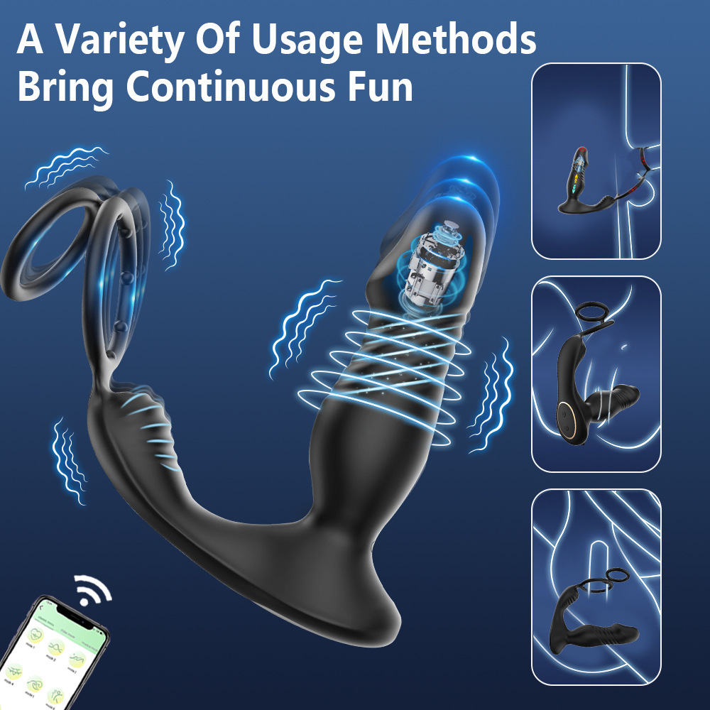App-Controlled Vibrating Prostate Massager with Double Ring Locking, 9-Frequency Telescopic Anal Plug — detail image 5