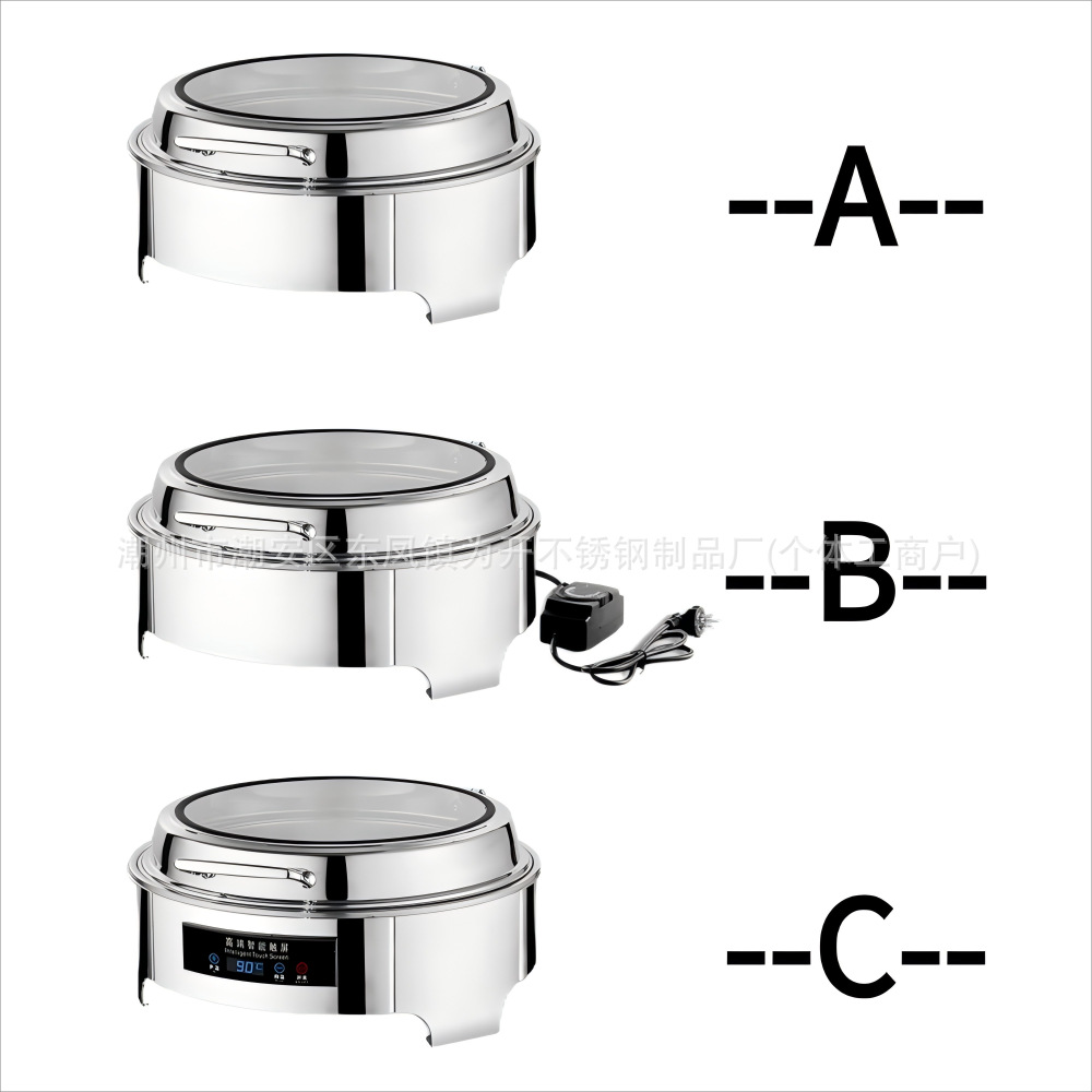 Estufa eléctrica de acero inoxidable para buffet, estufa visual para buffet, olla para calentar desayunos de hotel, vajilla, temperatura constante, control inteligente de temperatura.
