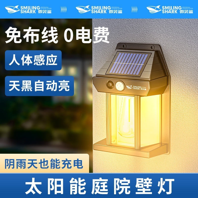户外防水壁灯墙壁灯别墅大门口背景墙感应灯花园露台灯太阳能庭院|undefined
