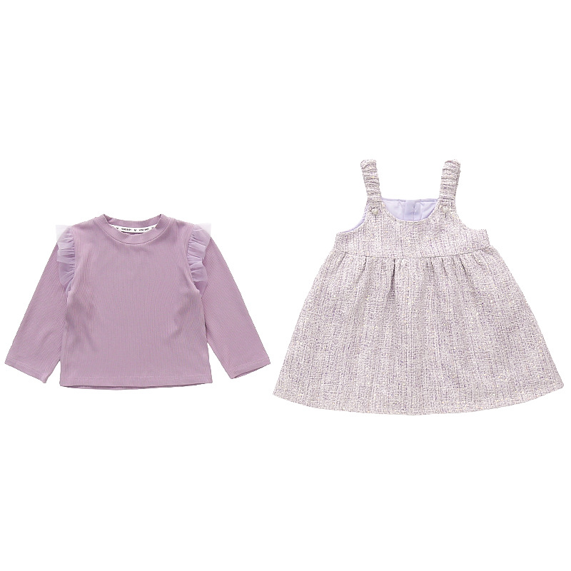Conjunto de dos piezas para niñas estilo pequeño y elegante, con encaje y tirantes – moda otoño. image 5