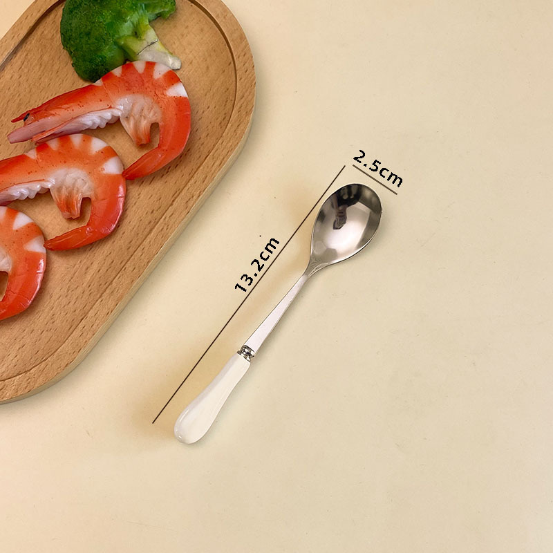 Stainless Steel Stirring Spoon With Ceramic Handle For Coffee_voghion.com