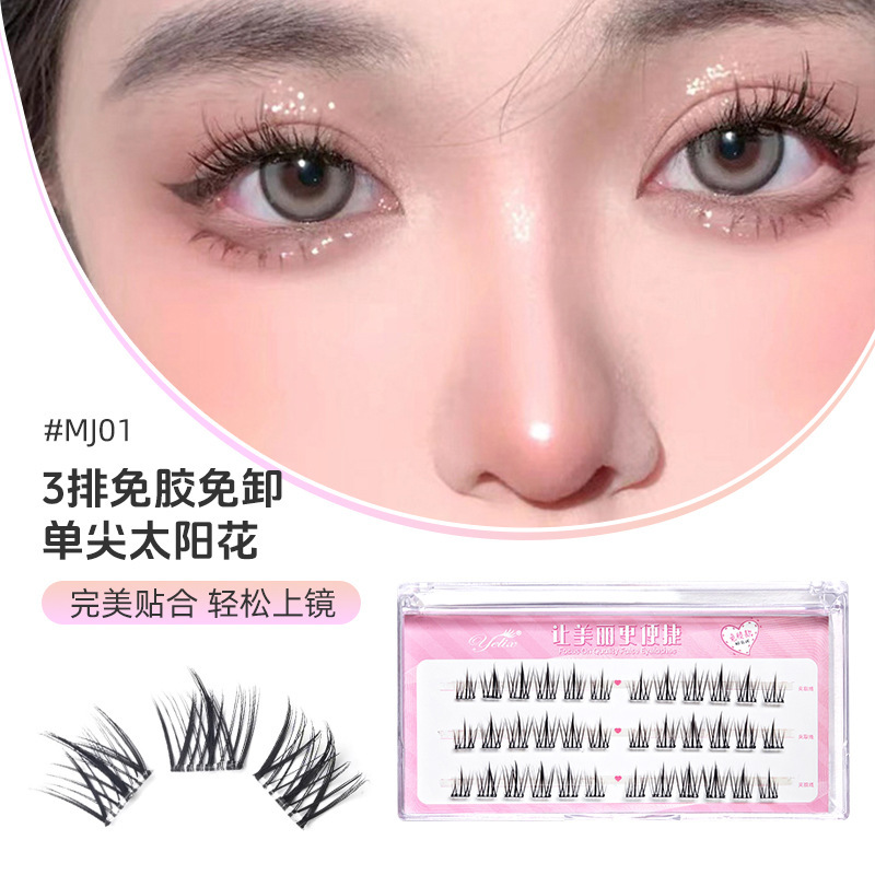 Fábrica sin pegamento dulce camellia trilogía perezosa natural densa colección de ojos de cómics de zorro falso pestañas al por mayor