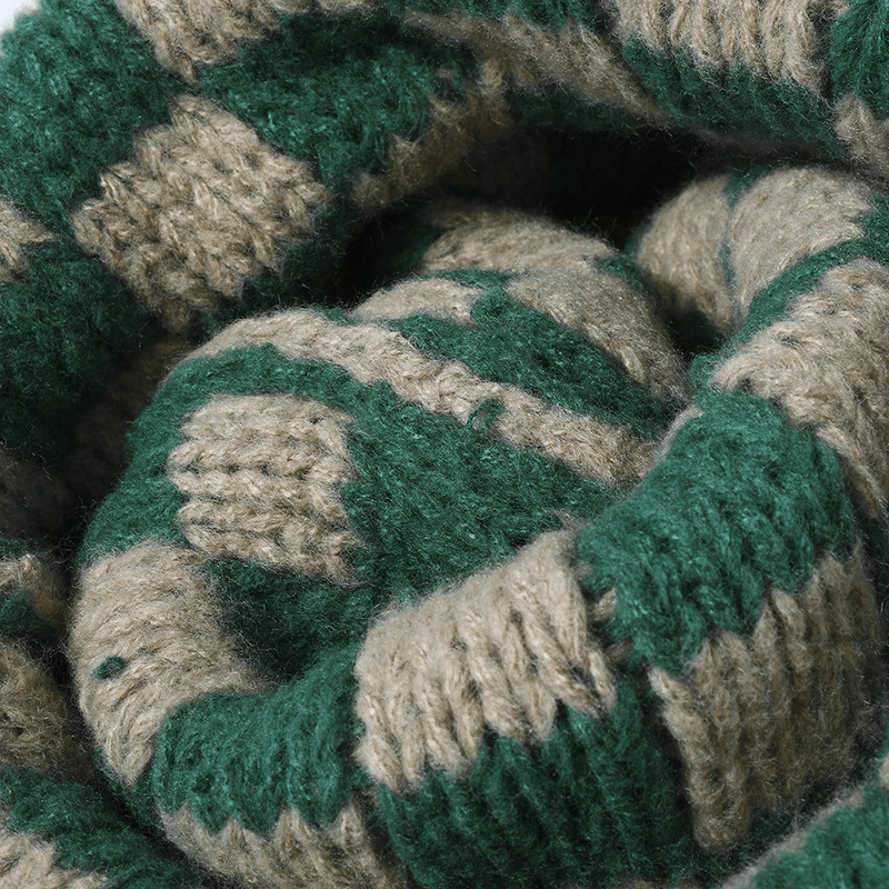 Pălărie unisex din lână în carouri, toate asortate, circumferință mare a capului, față mică, la modă, pălărie rece, căciulă tricotată caldă_voghion.com