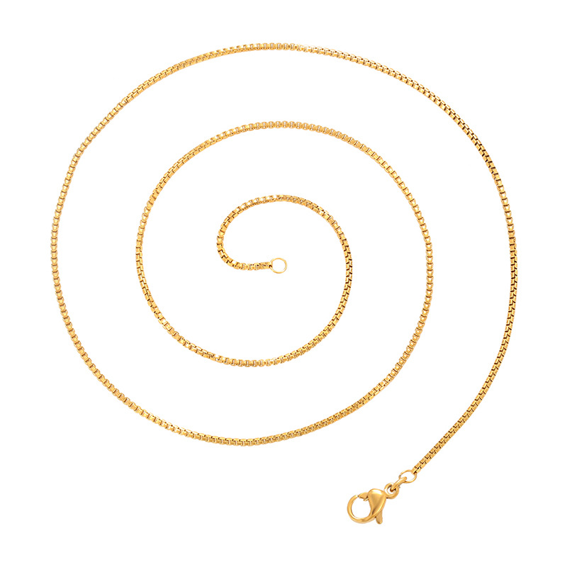Joyas Xuping Europa y los Estados Unidos de acero inoxidable transfronterizo imitación de caja de oro simple cadena de cadena de botón de langosta collar al por mayor