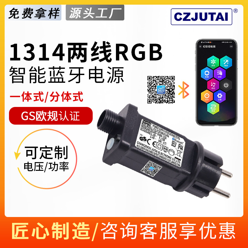1314智能RGB蓝牙APP控制欧规认证GS/CE户内外防水变压器圣诞灯电