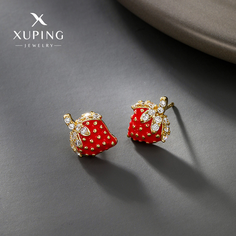 14K color Xuping joyería geometría estrella de amor auriculares de zircón ligero de lujo nicho sensación de mujer