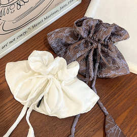 新款马蹄花苞抽拉马尾发圈原创设计简约后脑勺头绳飘带蝴蝶结发饰