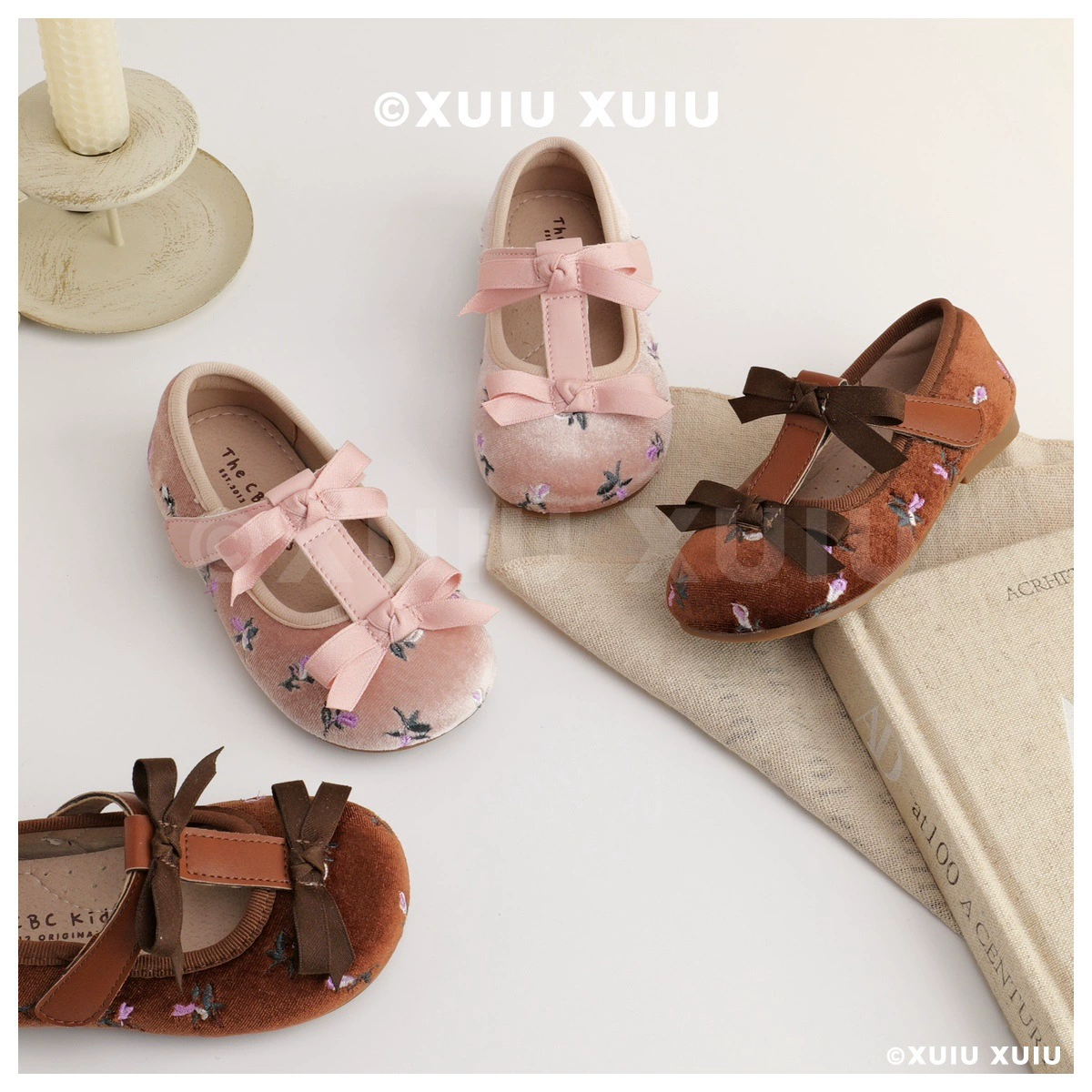 XSHX «Средневековый цветочный» ретро балетки для девочек Мэри Джейн на липучке весенне-осенняя обувь [обувь Wenzhou]