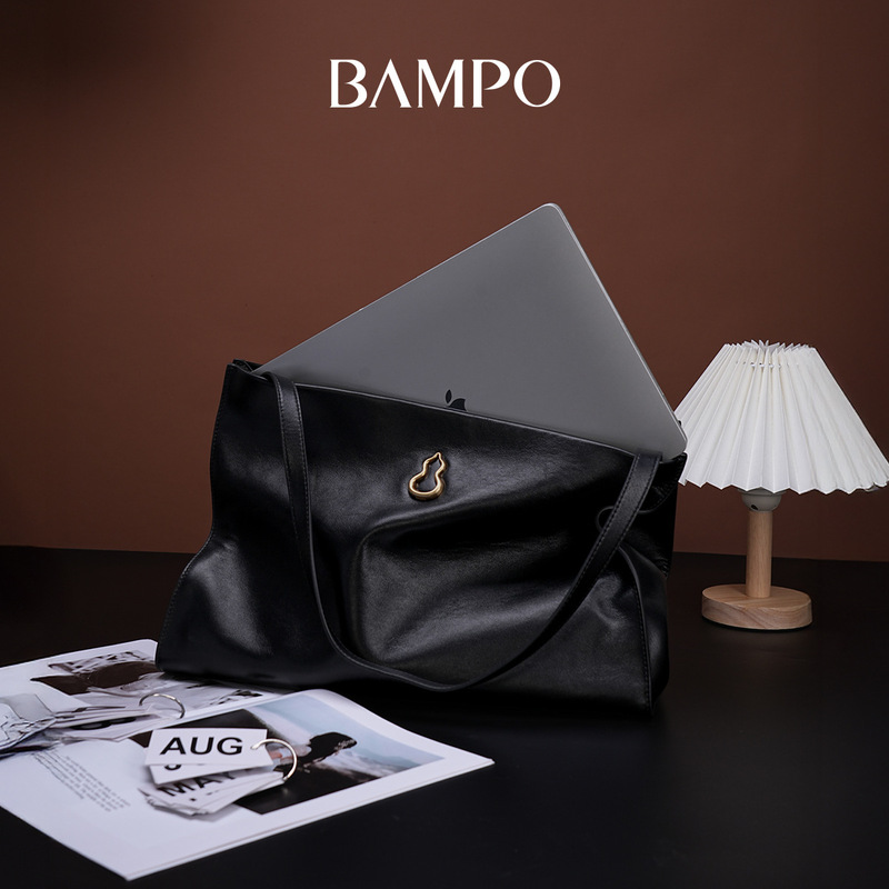 【李梦同款】BAMPO半坡福瑞方方包 头层牛皮托特包可放电脑单肩包|undefined