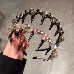 精致水晶发卡带齿防滑头箍压发卡子时尚轻奢带钻发箍女发饰头饰品