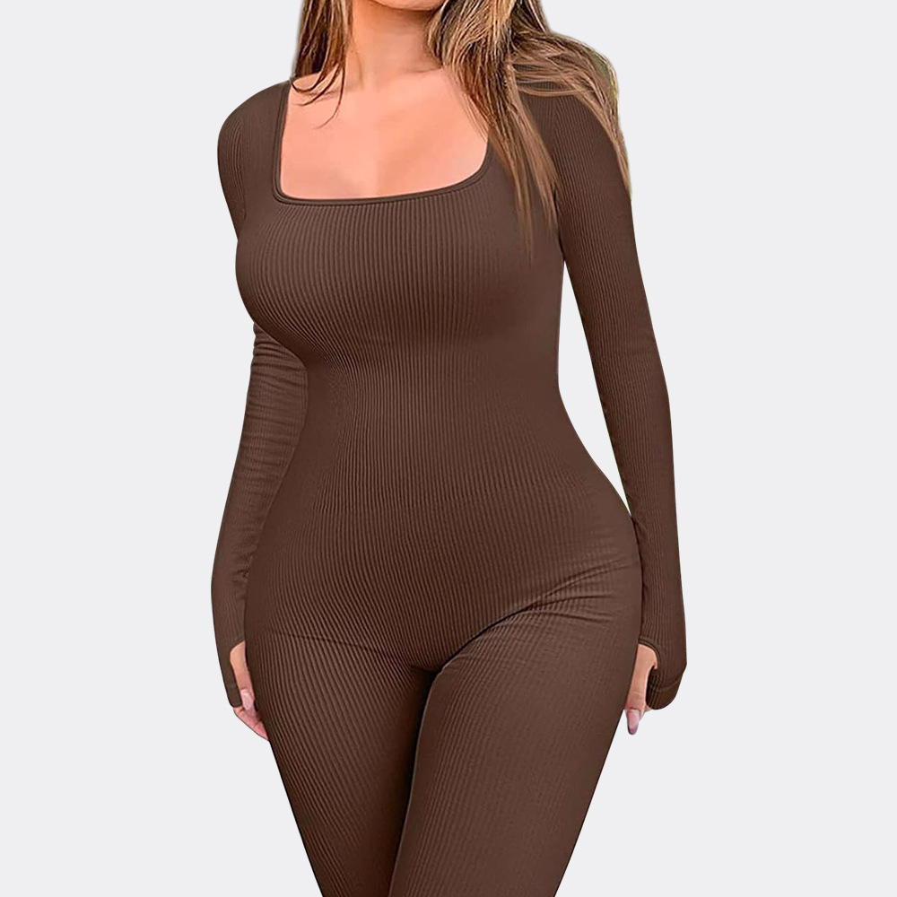 Mono de yoga sin costuras Las mujeres europeas y americanas de una sola pieza de manga larga de secado rápido deportes apretado fitness yoga ropa