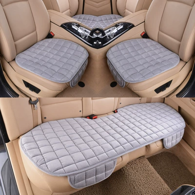 Seat cushion, seat cover | three-piece warm single piece - plaid-gray-three-piece-set