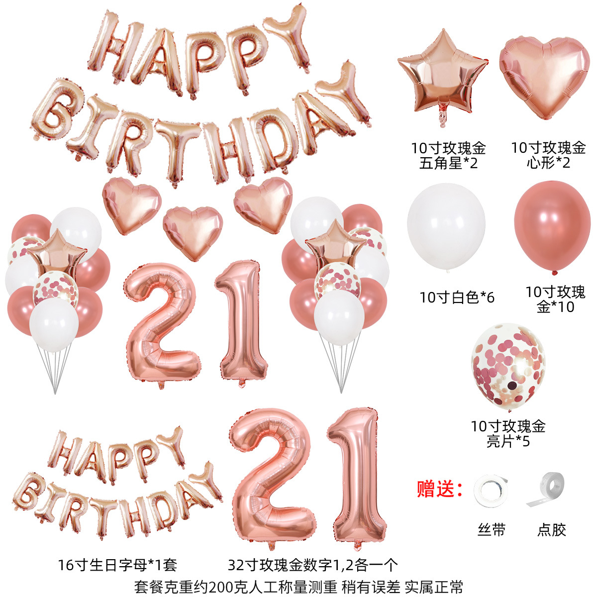 Globo digital Globo de cumpleaños Venta al por mayor transfronteriza Fiesta de cumpleaños Decoración Escena de decoración Globo de película de aluminio de oro rosa