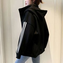 大码2-300斤连帽运动卫衣女春秋学生加绒加厚炸街上衣外套ins潮