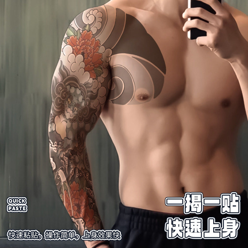Pegatinas de tatuaje de brazo completo, diseño floral tradicional chino, impermeables y resistentes al sudor, fabricante directo